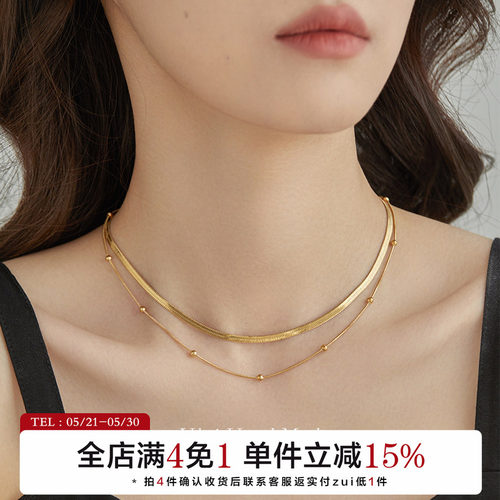 有北手作双层叠戴项链欧美简约