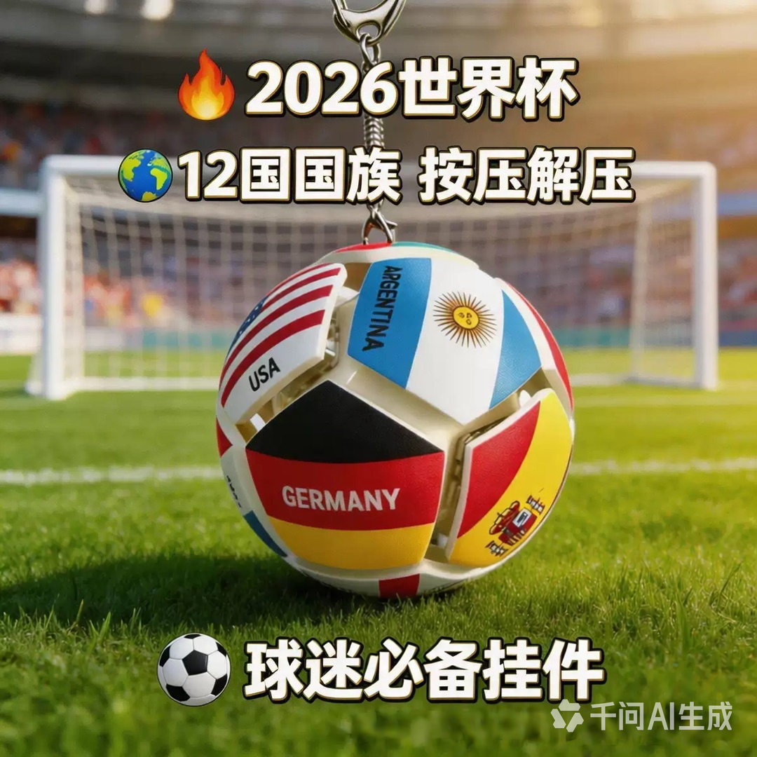 2026世界杯周边解压按键足球玩具捏捏乐包挂件钥匙扣礼物纪念品