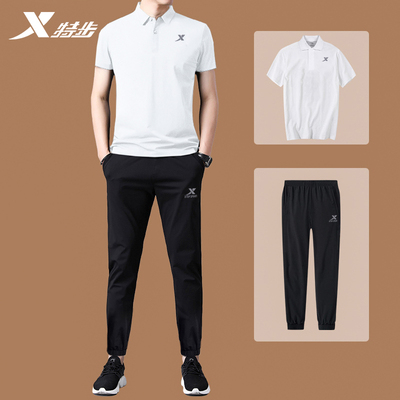 特步运动套装男夏季正品短袖长裤