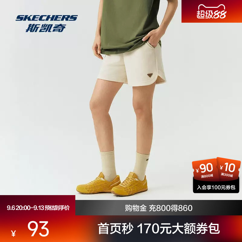 斯凯奇女款针织短裤2026新款纯色舒适百搭宽松瑜伽健身运动短裤图片