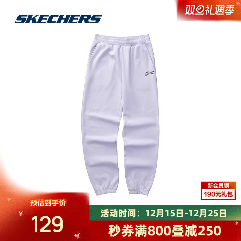 斯凯奇运动裤女款秋季情侣卫裤显瘦束脚裤休闲运动款舒适弹力长裤