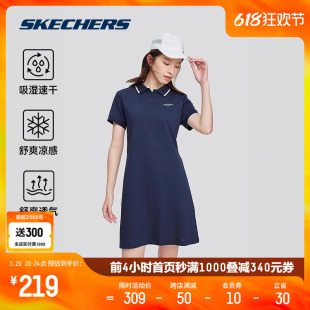 运动连衣裙吸湿速干海军蓝色 polo领短袖 夏季 Skechers斯凯奇女款