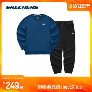 Skechers斯凯奇2024春季 套装 男子加绒保暖卫衣卫裤 新款 休闲运动服