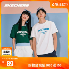 Skechers斯凯奇短袖情侣款2024男女速干运动T恤美式黑色圆领上衣