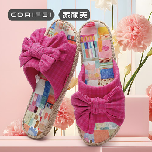 家丽芙新款女士蝴蝶结拖鞋