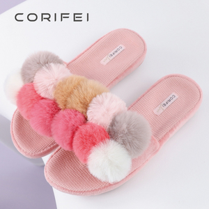 CORIFEI家丽芙 轻奢室内居家拖鞋女防滑秋冬家居鞋简约毛绒高级感