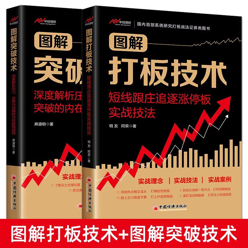 麻道明新书 图解突破技术：深度解析压力 支撑与突破的内在逻辑规律+图解打板技术：短线跟庄追逐涨停板实战技法 跟上主力操盘节奏
