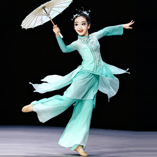 舞蹈服女童儿童古典舞伞舞表演服诗雨江南独舞艺考胶州秧歌剧目服
