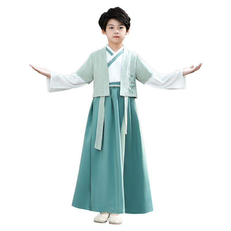 中秋汉服男童周岁礼服男女宝宝中唐装