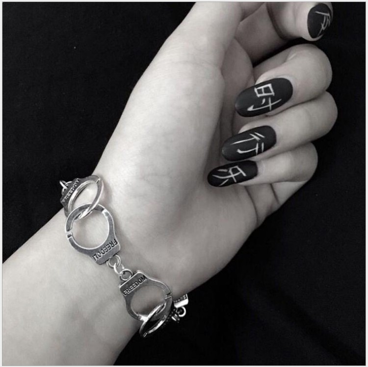 T576新款流行手饰创意手铐造型手链时尚欧美女男生手环项链套装
