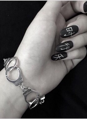 T576新款流行手饰创意手铐造型手链时尚欧美女男生手环项链套装