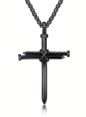 十字架钉子朋克风钛钢亚马逊吊坠