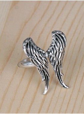 J275新款热卖爆款天使之翼羽毛翅膀戒指 欧美复古开口指环饰品