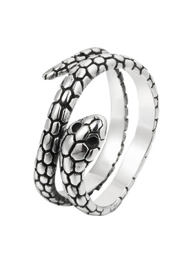 高版本黑曼巴蛇戒指古奇复古做旧男女对戒情侣款霸气时尚