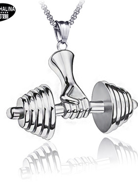 欧美复古吊坠哑铃项链