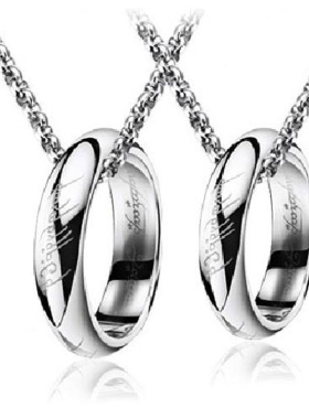 情侣夸张白金色魔戒指环王吊坠