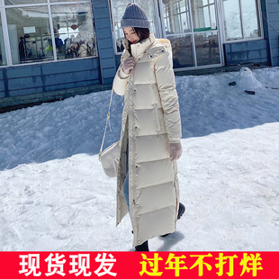 2025年新款冬季开叉超长羽绒服女长款过膝400克超长加厚到脚踝yrf