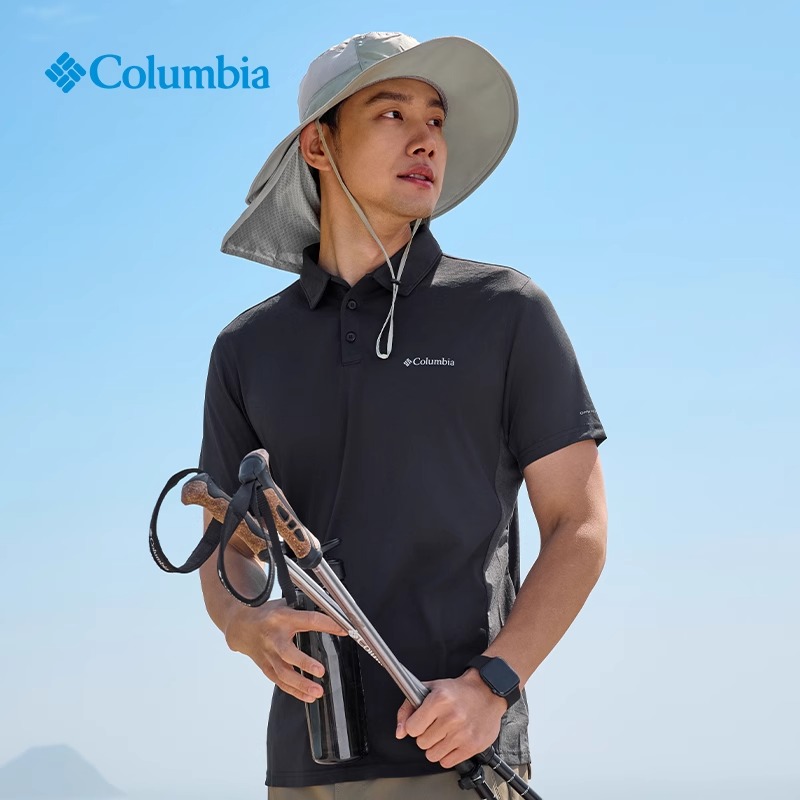Columbia哥伦比亚零感防晒POLO衫男士户外吸湿速干翻领T恤AE9229