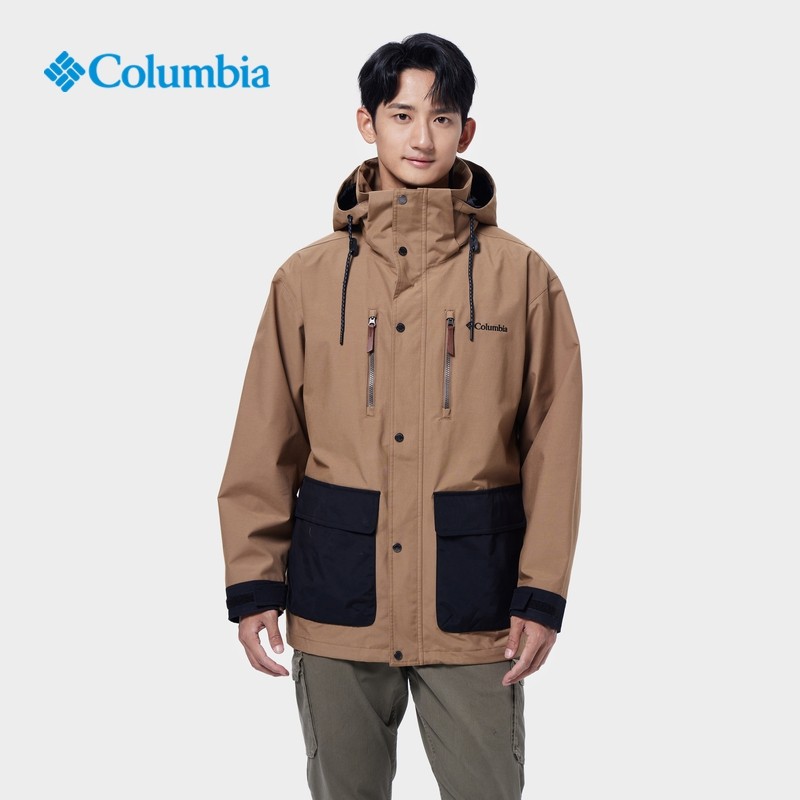 columbia哥伦比亚冲锋衣男户外防风防水外套可拆卸连帽夹克xe1763
