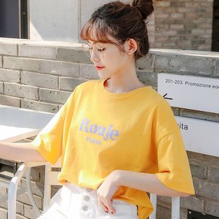 短袖卡通动漫印花圆领中长款T恤女打底衫休闲设计感户外女t恤纯棉