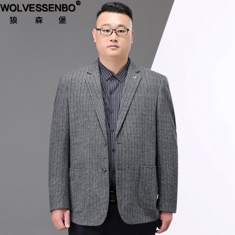 中年爸爸装西服男大码宽松商务休闲加肥加大胖子西装肥佬单西外套