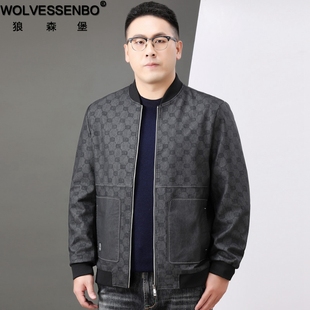 潮胖子皮夹克男士 休闲外衣肥佬加肥加大皮衣外套 大码 宽松加绒短款