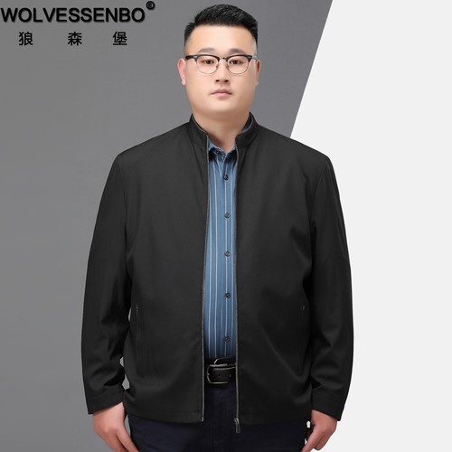 春秋加肥加大码胖爸爸夹克外套