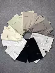 Essentials Shorts, Thin Cotton Five-Point Shorts for Men and Women, Summer American Sports Trendy Brand Fog Multi-Line