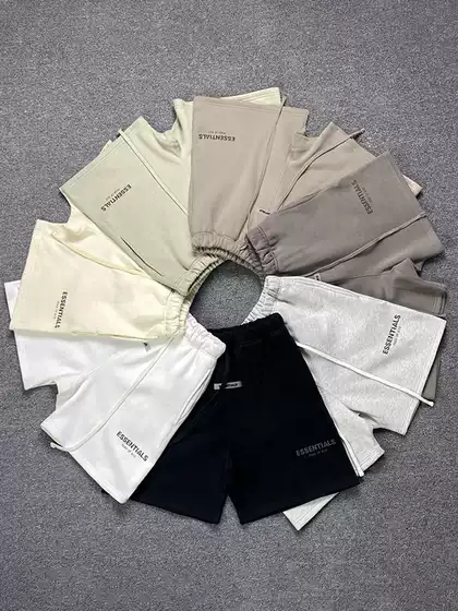 Essentials Shorts, Thin Cotton Five-Point Shorts for Men and Women, Summer American Sports Trendy Brand Fog Multi-Line