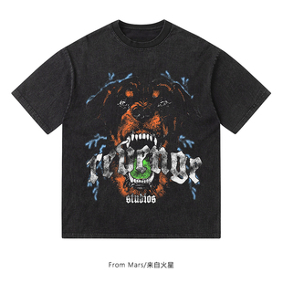 水洗做旧vintage宽松短袖 From 嘻哈街头个性 Mars T恤夏 凶狠角色