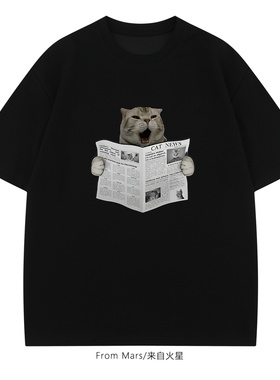 From Mars Kitten Post Office short-sleeved T-shirt all-match