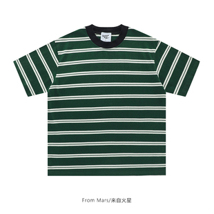 复古撞色条纹圆领T恤bf男女宽松休闲短袖 From 美式 协调有序 Mars