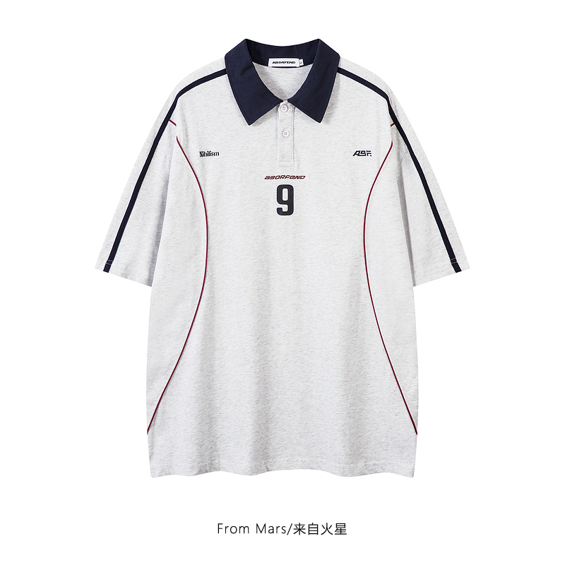 字母翻领polo衫上衣休闲潮