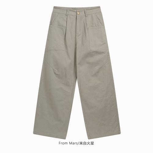 简约复古阔腿工装休闲直筒长裤子