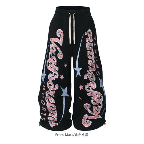 会走更远宽松直筒加绒休闲卫裤