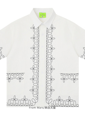 From Mars Geometric embroidered short-sleeved shirt loose