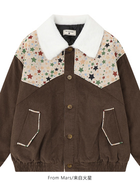 From Mars Indistinct, trendy, star corduroy cotton coat