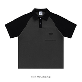 复古插肩拼接短袖 From 美式 不确定未来 T恤宽松百搭学生情侣 Mars