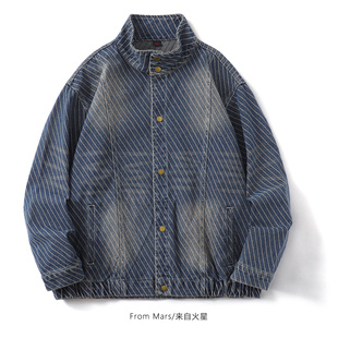 specific handsome retro From denim loose jacket Mars