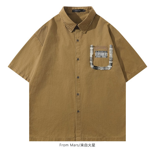 没有思绪夏季短袖衬衫国潮牌