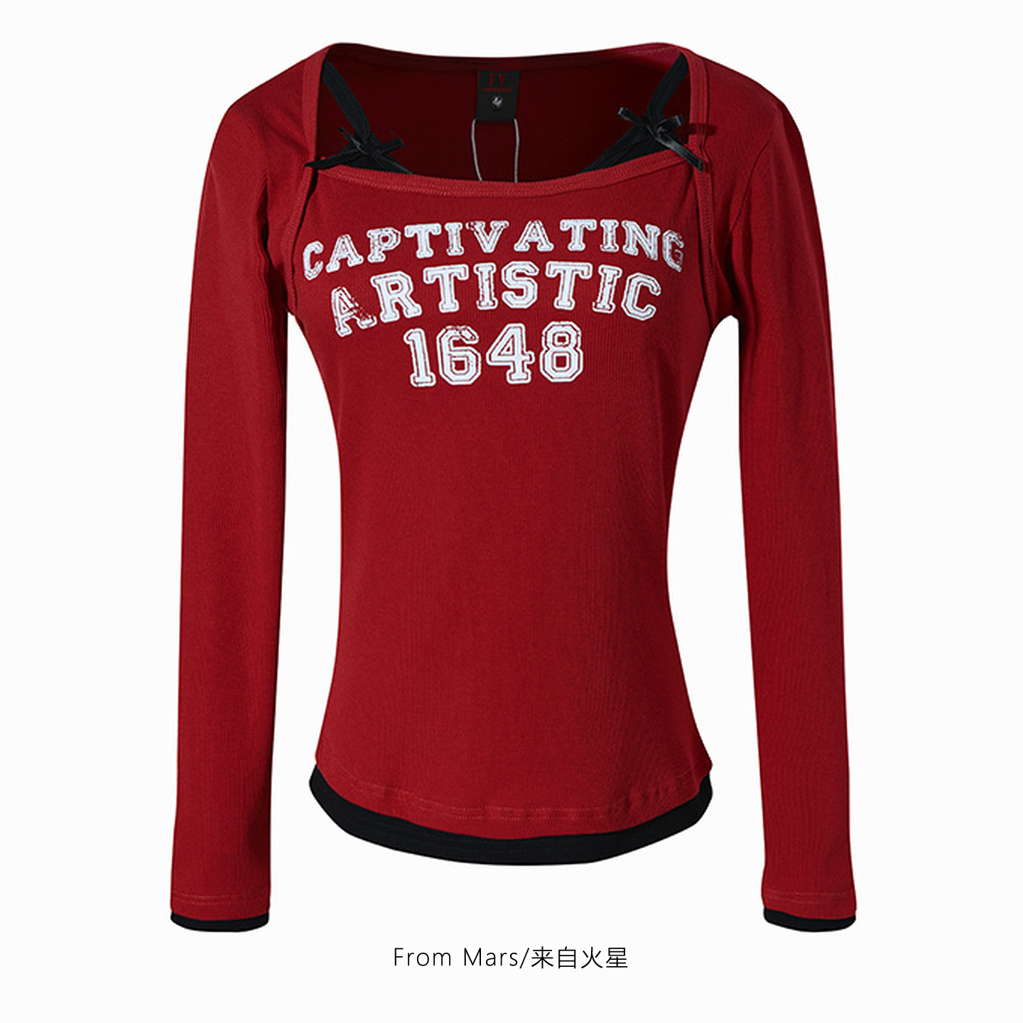 每个当下吊带修身短款长袖T恤女