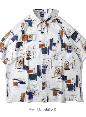 From Mars Blooming flowers, short-sleeved shirt, loose