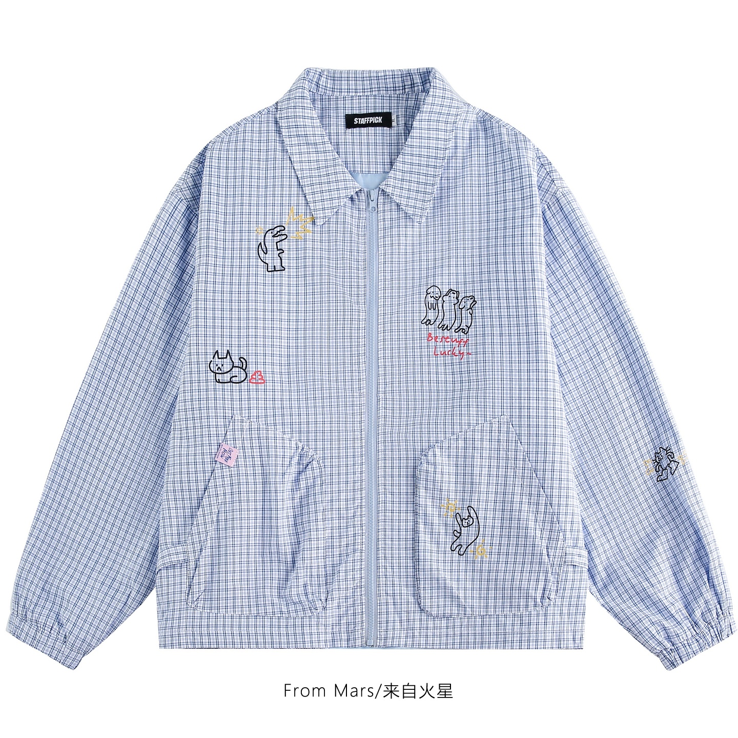 趣味印花宽松翻领长袖衬衫BF