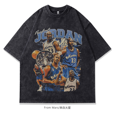 荣耀在后水洗圆领短袖T恤宽松