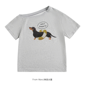 露肩一字肩小狗印花宽松短袖 From T恤女bf 夏季 时尚 Mars 辣妹一天