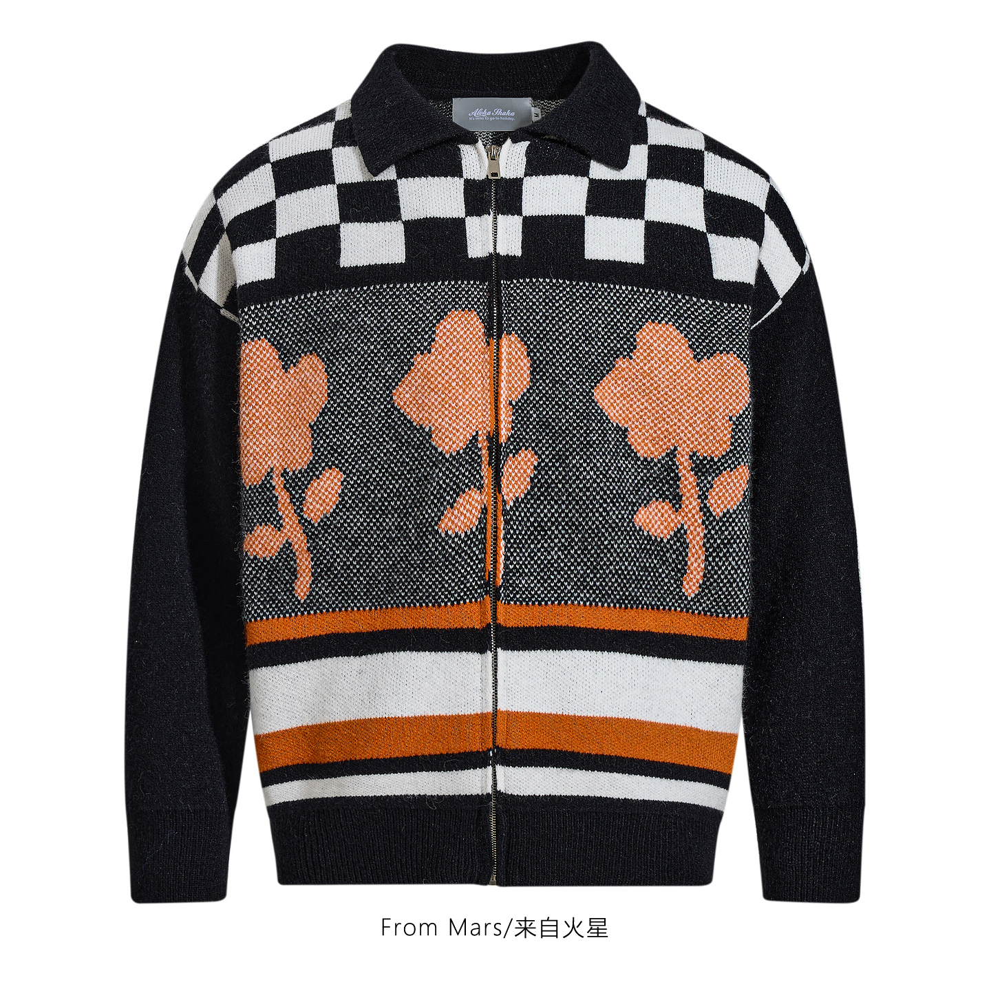 慢慢安排提花宽松针织衫毛衣