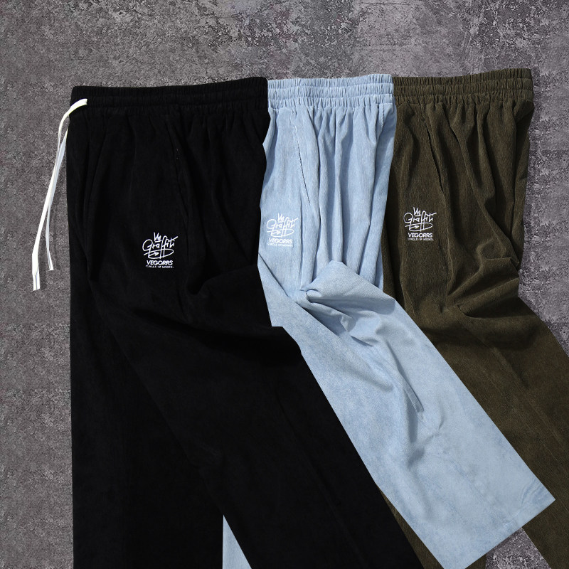 我適合妳 潮牌日系刺繡直筒闊腿褲秋冬長褲情侶寬松休閑男女潮流在類目 男裝, 大碼男裝, 大码下装中 - 來自Buy2taobao.com提供專業的淘寶代購服務