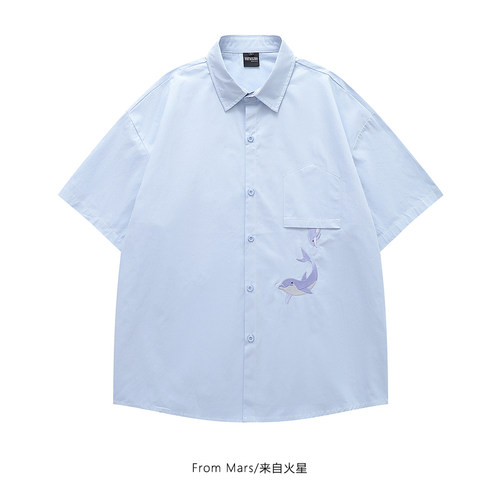 百搭休闲宽松短袖衬衫男女