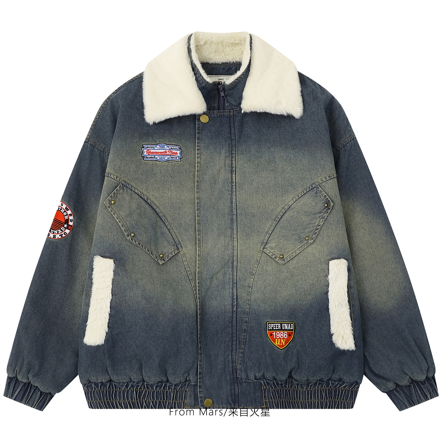 悠然度日夹棉牛仔加厚棉衣