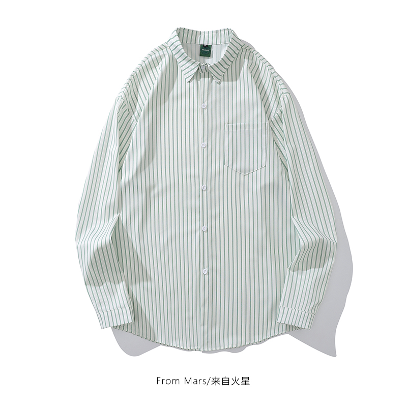 长袖衬衫宽松休闲街头衬衣潮